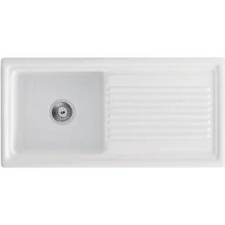 Carron Phoenix Sienna Ceramic Reversible White Kitchen Sink - 1 Bowl