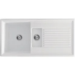 Carron Phoenix Sienna Ceramic Reversible White Kitchen Sink - 1.5 Bowl