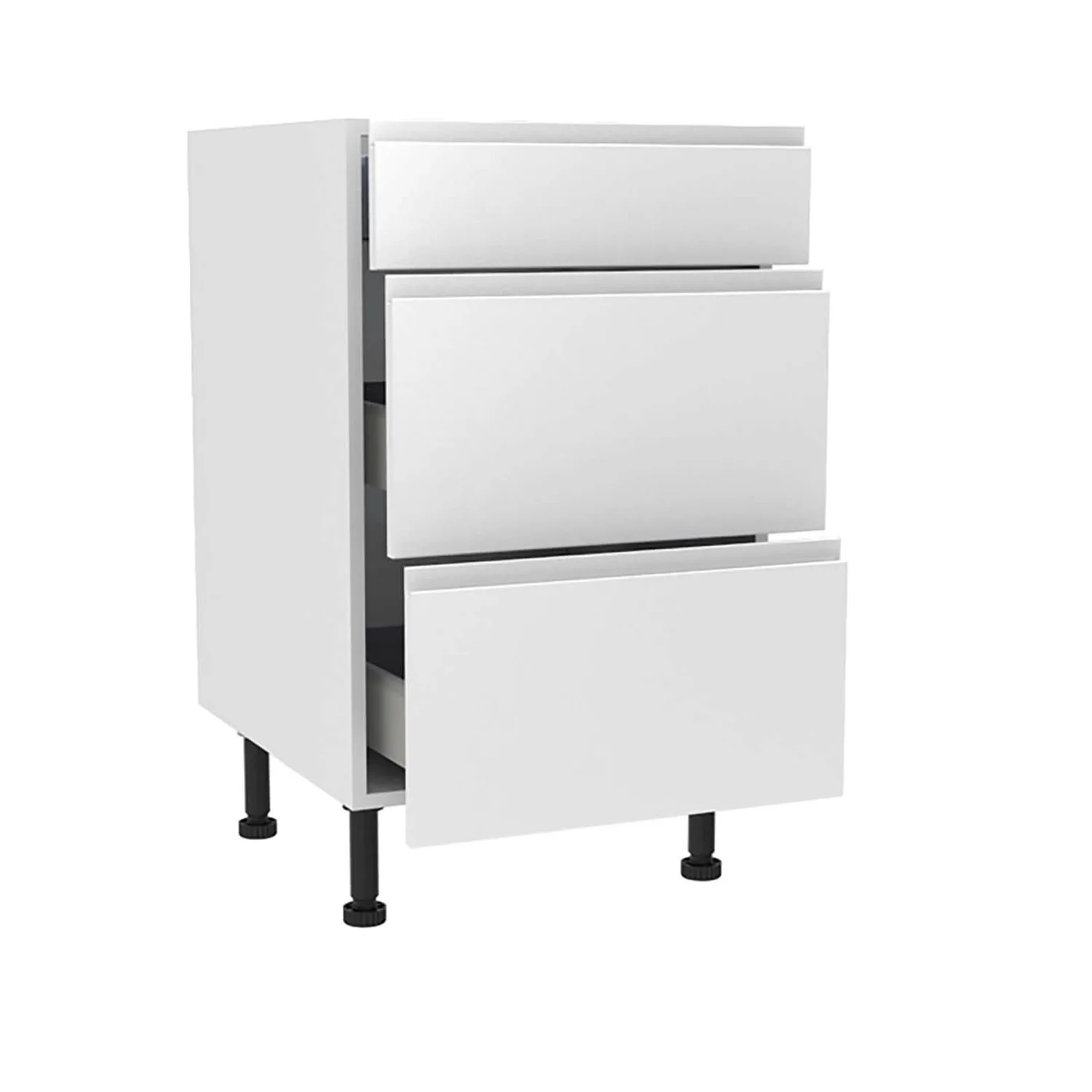 Handleless White Gloss 500mm 3 Drawer Premium Unit 2 Handleless White Gloss 500mm 3 Drawer Premium Unit - Image 2