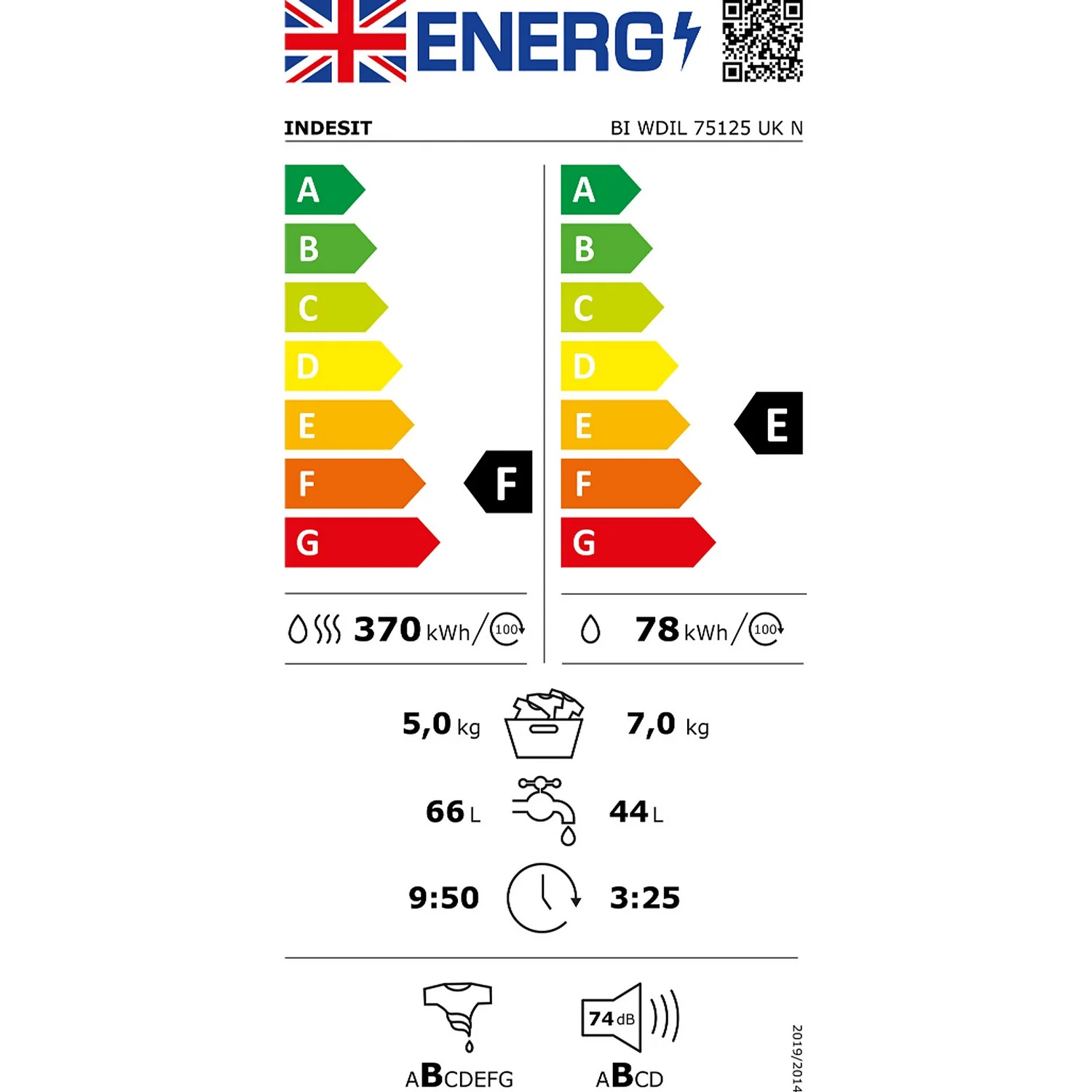 Indesit BIWDIL75125UKN Integrated 7Kg / 5Kg Washer Dryer With 1200 Rpm - White 4 Indesit BIWDIL75125UKN Integrated 7Kg / 5Kg Washer Dryer With 1200 Rpm - White - Image 4