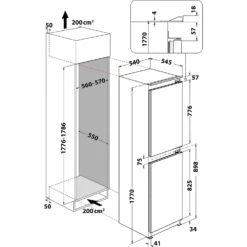 Indesit EIB15050A1D.UK1 Integrated 50/50 Fridge Freezer With Sliding Door Fixing Kit - White -Kitchen Hardware Store 13950683 4054985909960544