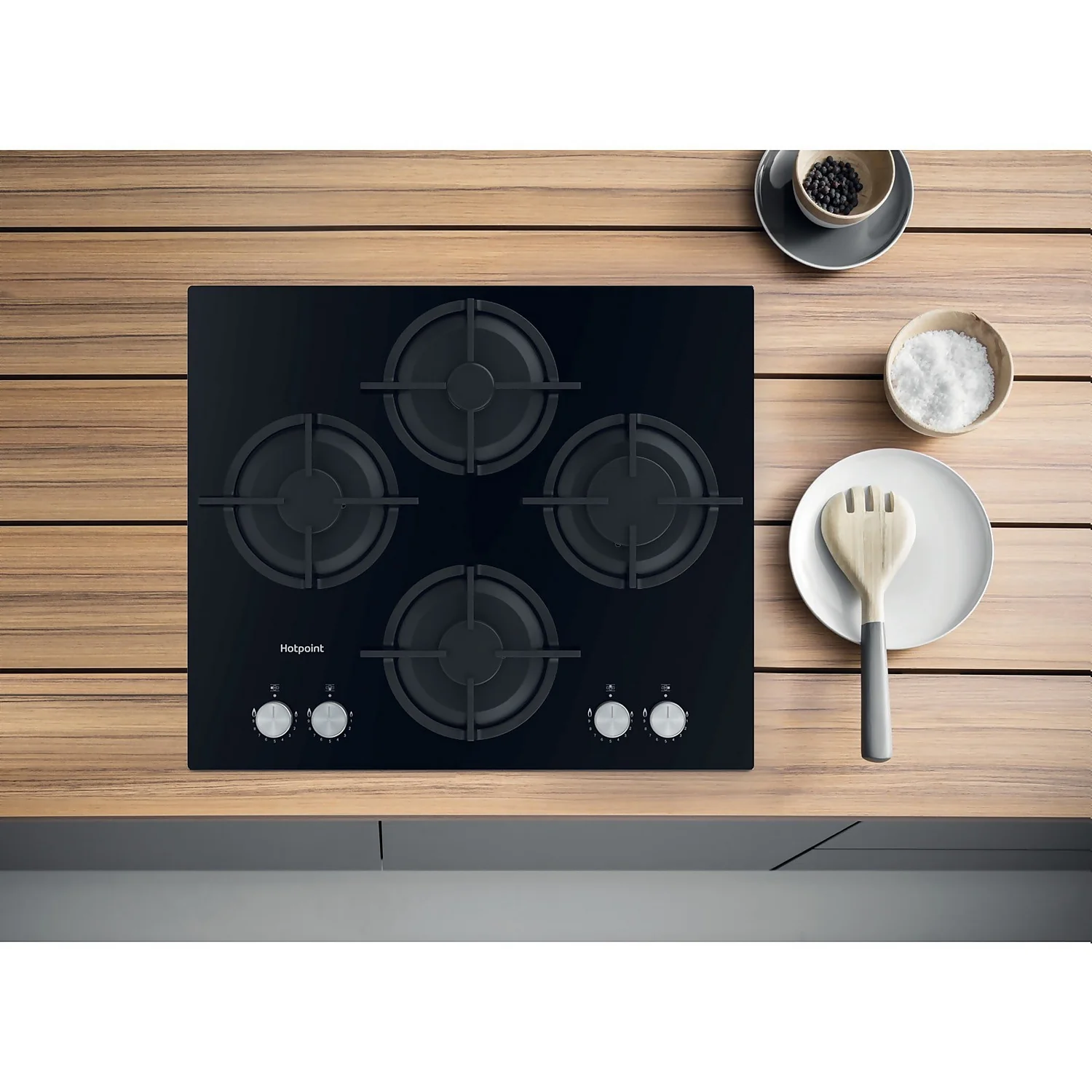 Hotpoint HGS61SBK 60cm Gas Hob - Black 2 Hotpoint HGS61SBK 60cm Gas Hob - Black - Image 2