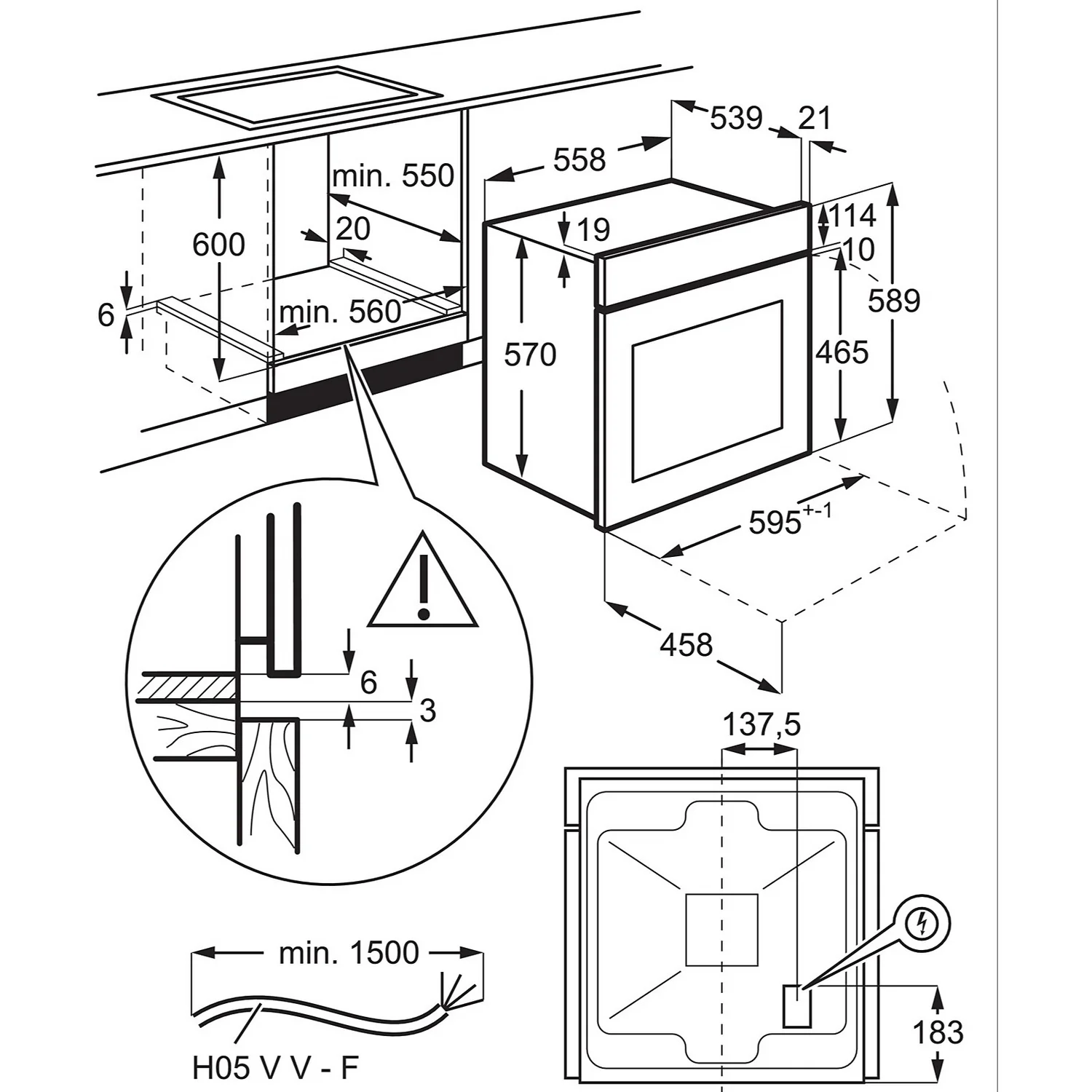 Zanussi ZPV2000BXA Built In Electric Single Oven And Ceramic Hob Pack - Stainless Steel / Black 6 Zanussi ZPV2000BXA Built In Electric Single Oven And Ceramic Hob Pack - Stainless Steel / Black - Image 6