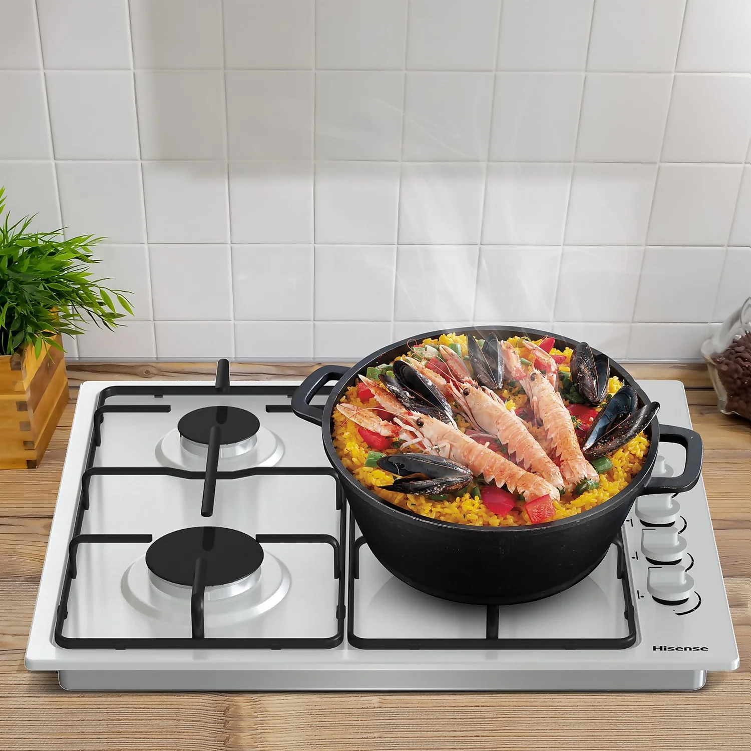 Hisense GM642XSUK 58cm Gas Hob - Stainless Steel 2 Hisense GM642XSUK 58cm Gas Hob - Stainless Steel - Image 2