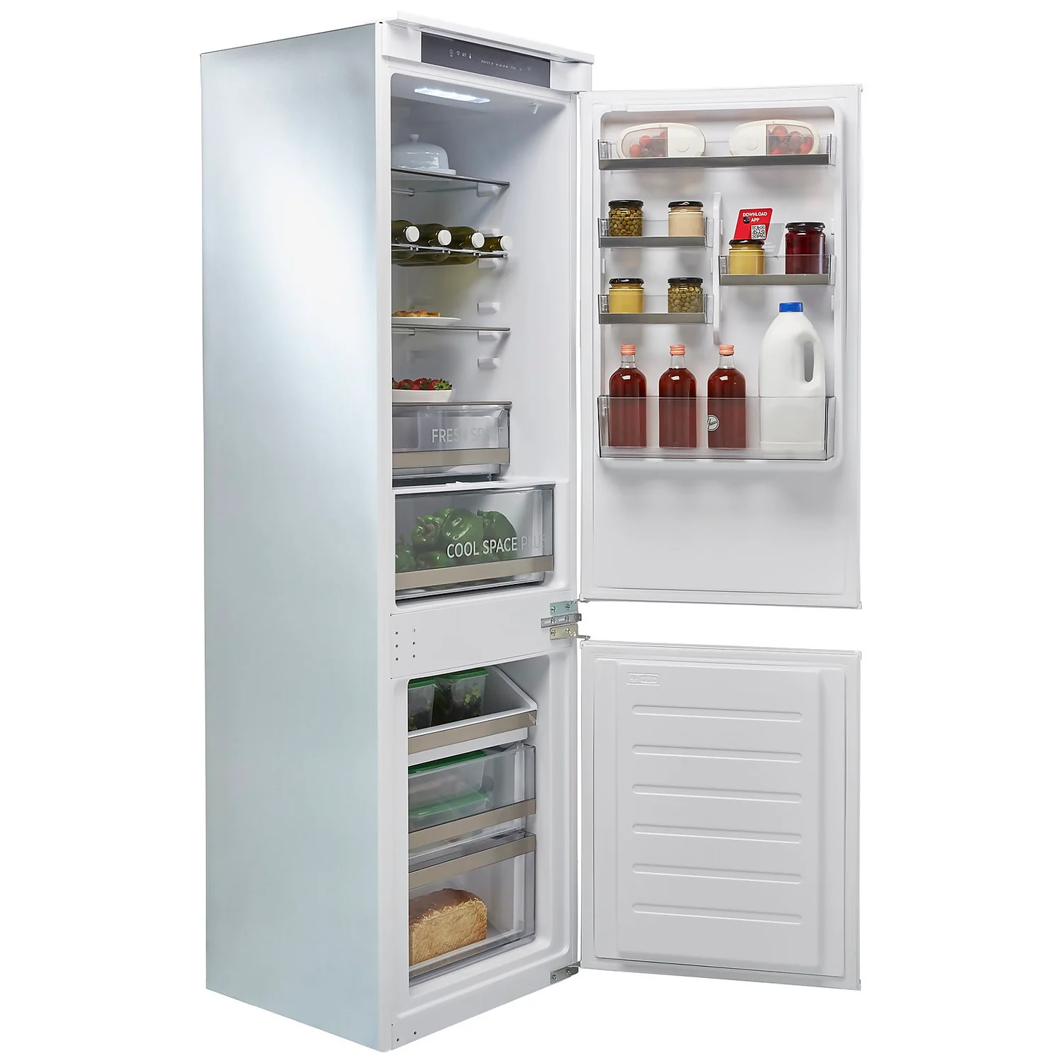 Hoover HOBT5518EWK Integrated 70/30 Total No Frost Fridge Freezer With Sliding Door Fixing Kit - White 2 Hoover HOBT5518EWK Integrated 70/30 Total No Frost Fridge Freezer With Sliding Door Fixing Kit - White - Image 2