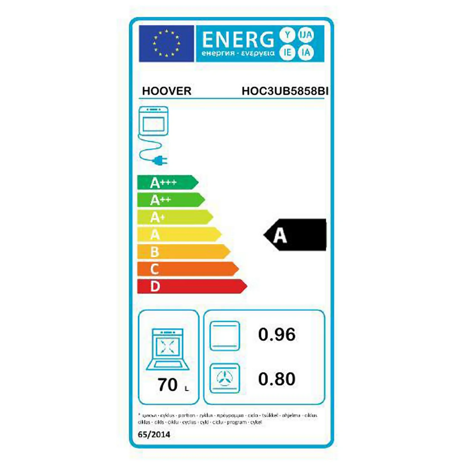 Hoover H-OVEN 300 HOC3UB5858BI Built In Electric Single Oven - Black / Stainless Steel 8 Hoover H-OVEN 300 HOC3UB5858BI Built In Electric Single Oven - Black / Stainless Steel - Image 8