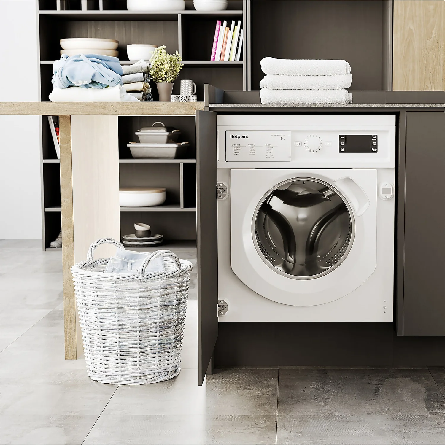 Hotpoint BIWMHG91484UK Integrated 9Kg Washing Machine With 1400 Rpm - White 2 Hotpoint BIWMHG91484UK Integrated 9Kg Washing Machine With 1400 Rpm - White - Image 2