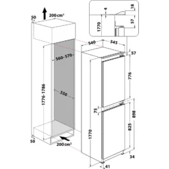 Hotpoint HMCB50501UK Integrated 50/50 Fridge Freezer With Sliding Door Fixing Kit - White -Kitchen Hardware Store 14200041 7745011772470254
