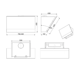 Smeg KV26N 60cm Angled Chimney Cooker Hood - Black Glass -Kitchen Hardware Store 14200076 1665011777692843