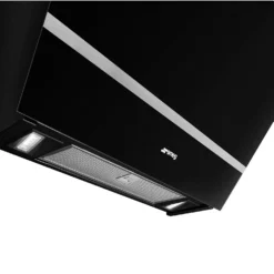 Smeg KV26N 60cm Angled Chimney Cooker Hood - Black Glass -Kitchen Hardware Store 14200076 7345011777607634