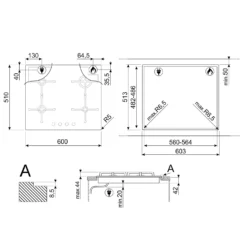 Smeg Piano Design PV264N 60cm Gas Hob - Black -Kitchen Hardware Store 14200081 1515011750746033