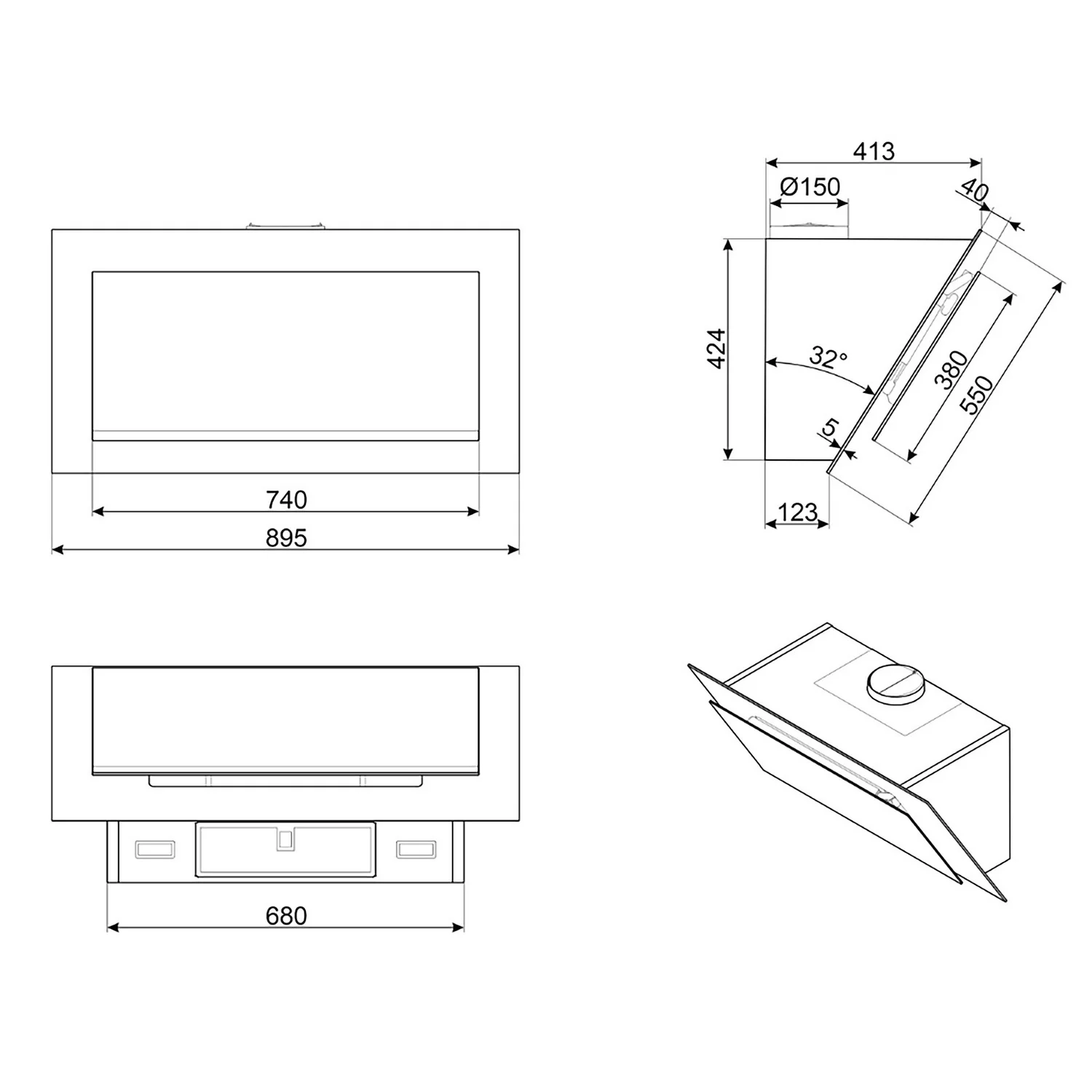 Smeg KV194B3 90cm Integrated Cooker Hood - Black Glass 6 Smeg KV194B3 90cm Integrated Cooker Hood - Black Glass - Image 6